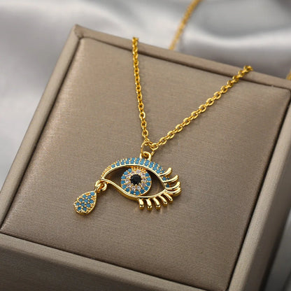 Copper Evil Eye Pendant Necklace