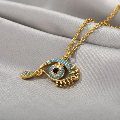 Copper Evil Eye Pendant Necklace