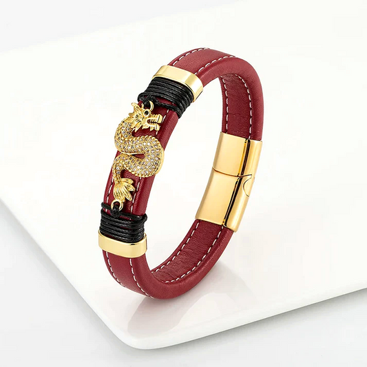 Multi-Colored Leather Dragon Bracelet