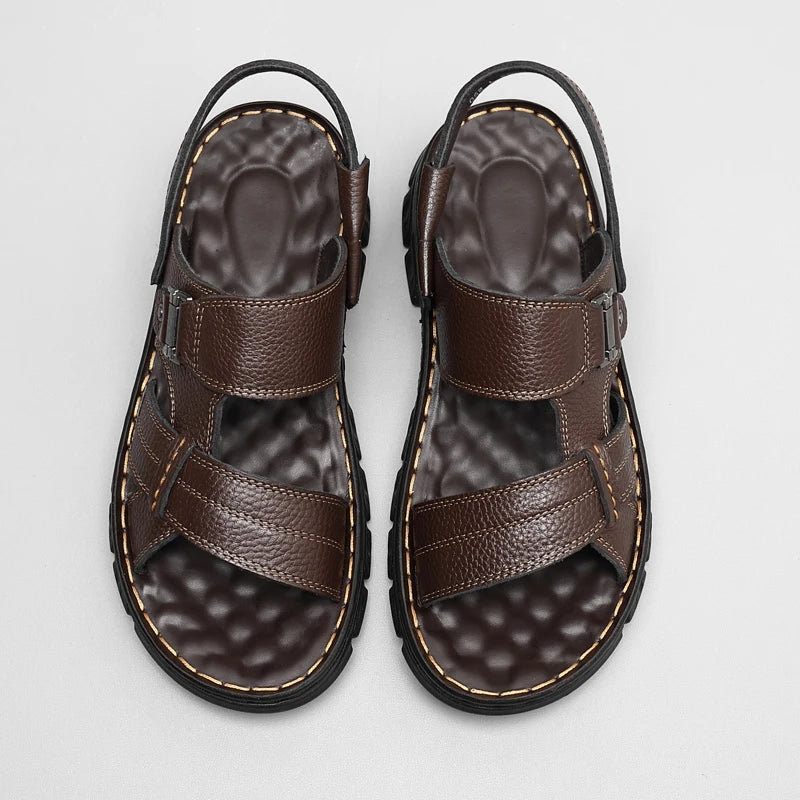 Breathable Leather Slip-On Sandal