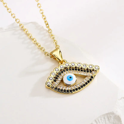 Sparkling Gold-Tone Evil Eye Pendant