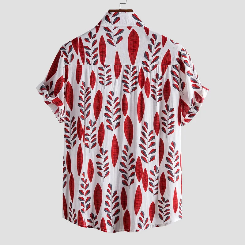 Unisex Leaf Pattern Button-Up Shirt