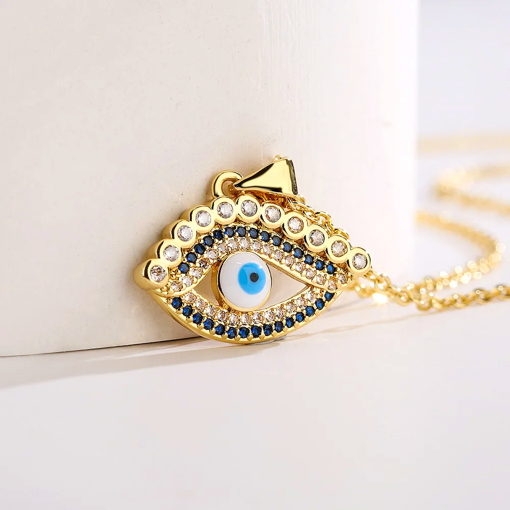 Sparkling Gold-Tone Evil Eye Pendant