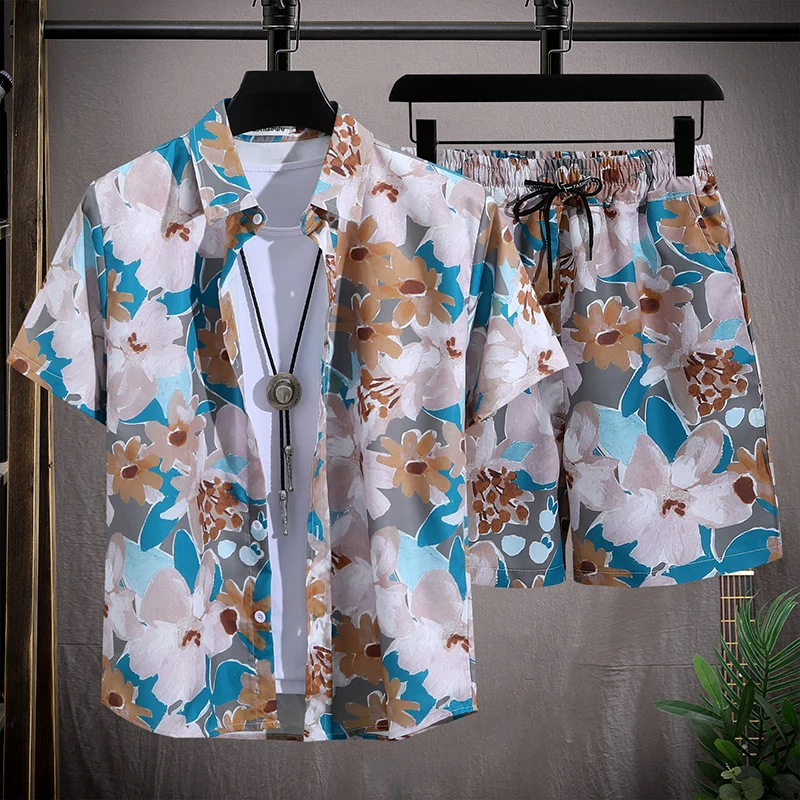 Hawaiian Floral Lightweight Shirt & Shorts Set