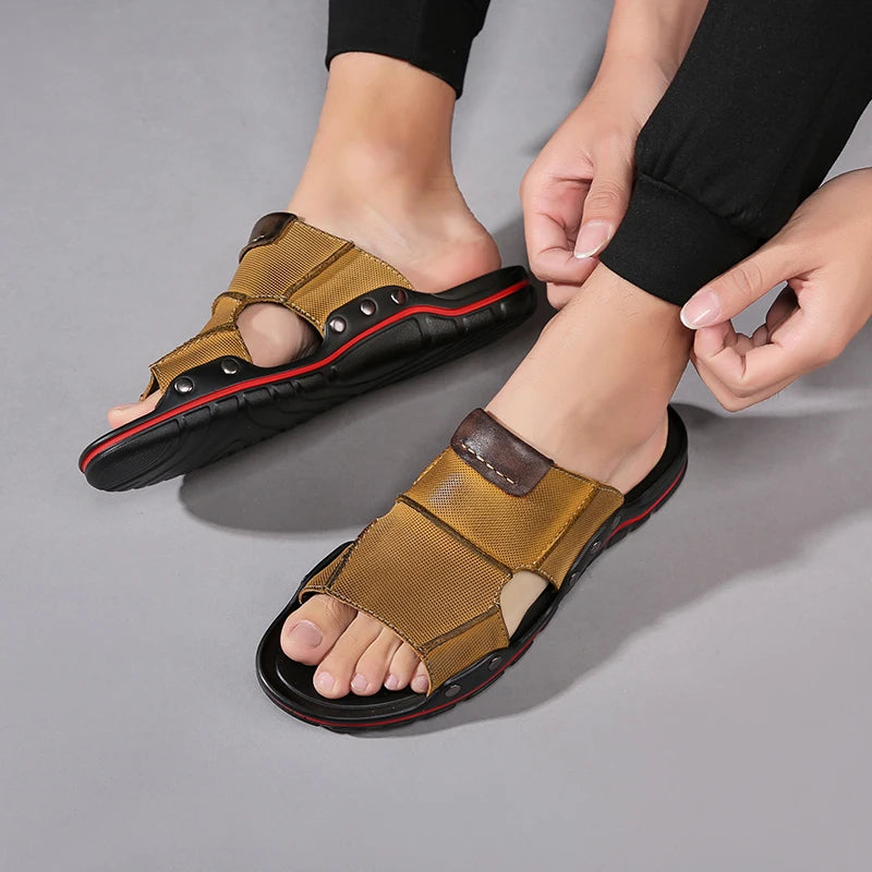 Genuine Leather Soft Sole Slippers
