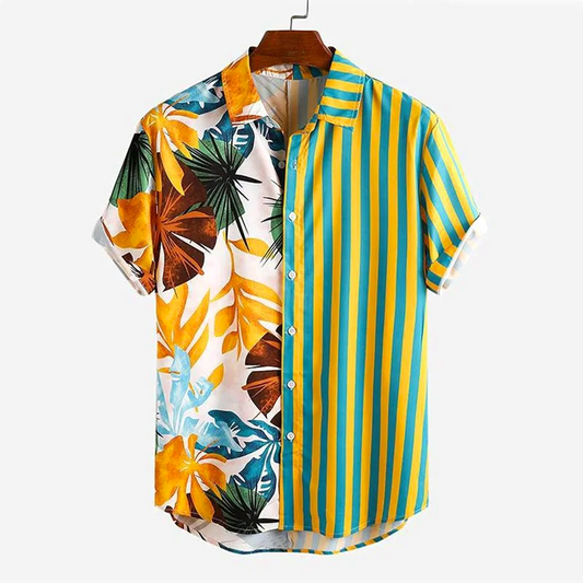 Casey Hawaiian Tropical Striped Shirt