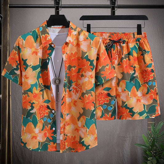 Hawaiian Floral Lightweight Shirt & Shorts Set