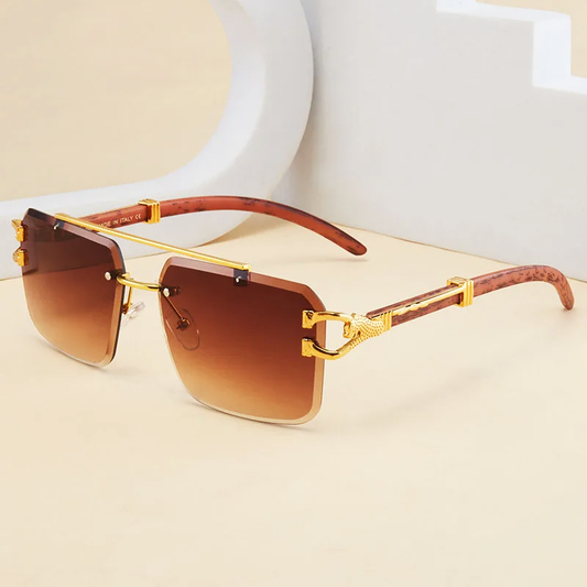 Wooden Temple Rimless Classic Sunglasses
