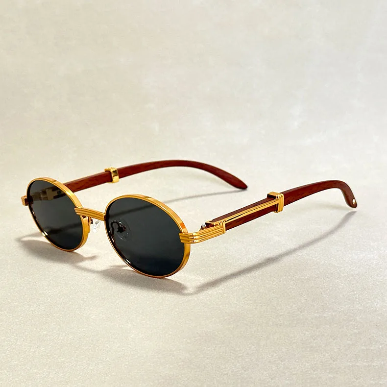 53mm Wooden Oval Sunglasses